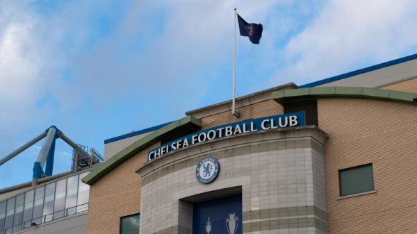 Iconic facade of Chelsea Football Club in London, highlighting the famous stadium architecture.