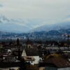 Beautiful autumn view of Lana town in Trentino-Alto Adige, Italy, with mountains.