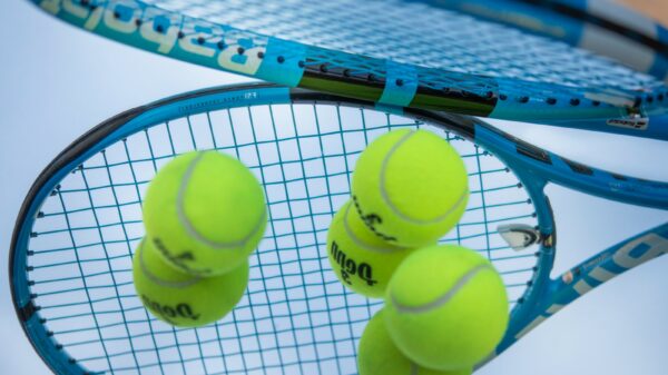 green tennis ball on white net