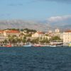 Panoramic view of Split, Croatia's historic waterfront with famous architecture and scenic coastline.