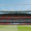 View of empty stands at Emirates Stadium, London, home of Arsenal FC.