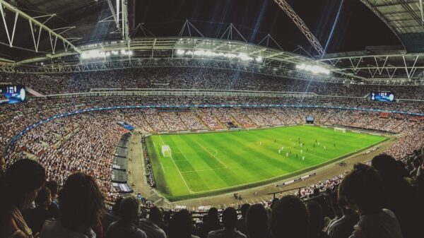 crowd watching football game inside stadium