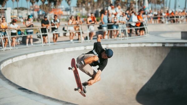 man riding skateboard