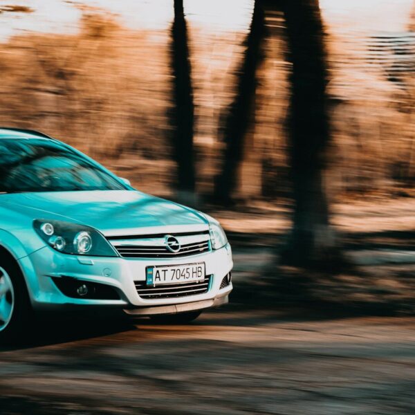 a car driving on a road