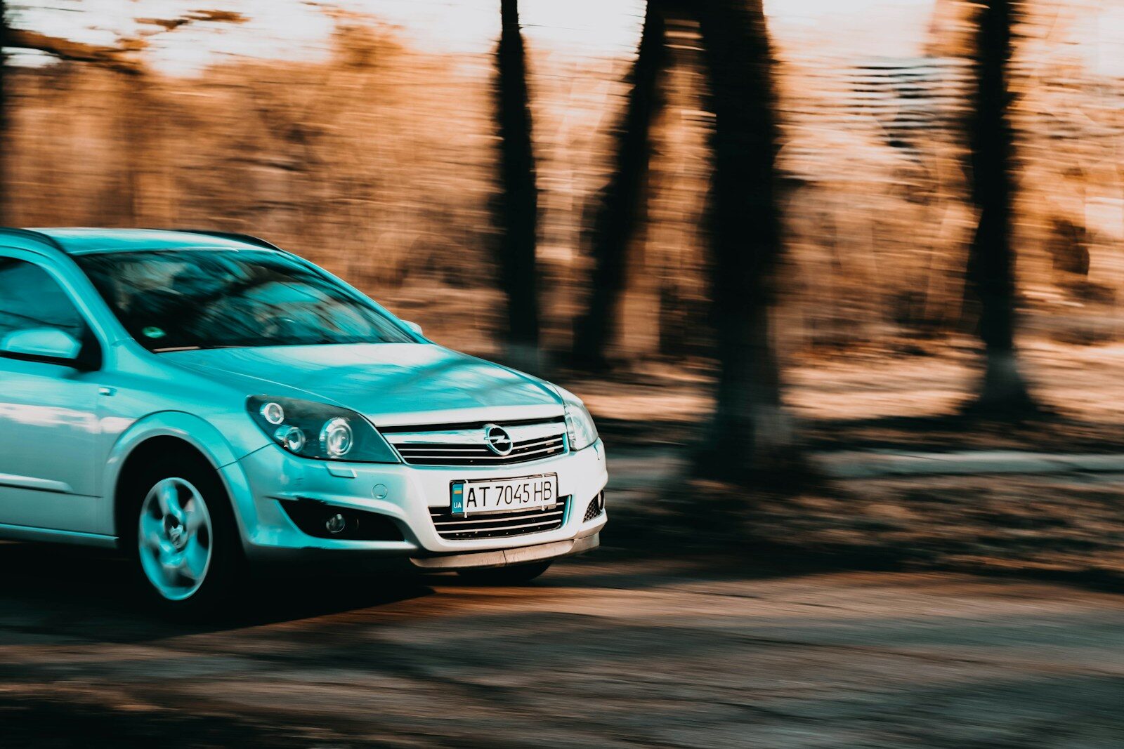 a car driving on a road