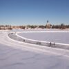 a group of people on a snowy field