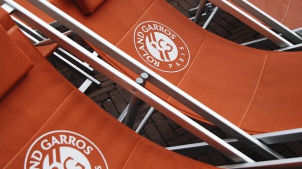 Rows of roland garros chairs are shown.