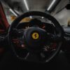 black steering wheel in close up photography