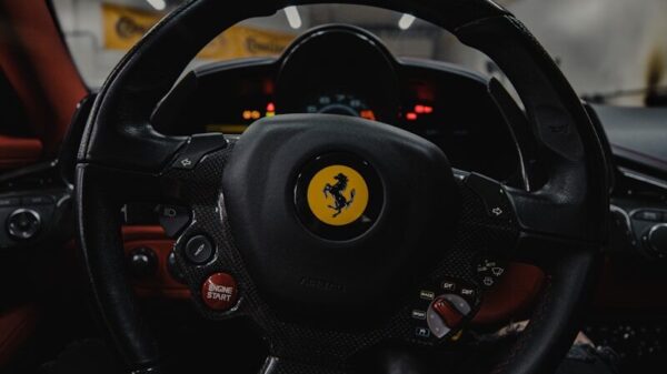 black steering wheel in close up photography