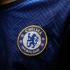 Detailed close-up photo capturing the Chelsea F.C. football jersey patch.
