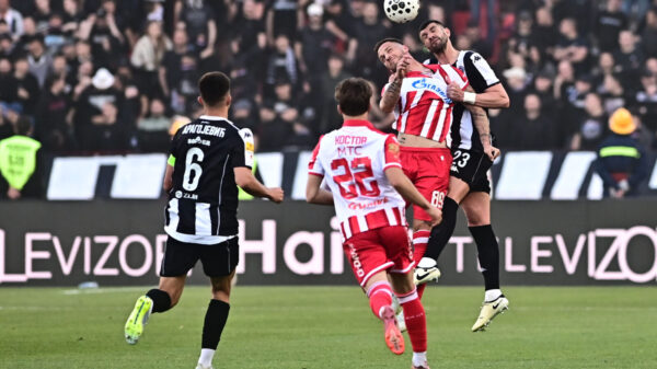 The match of the 33rd round of the Mozzart Super League of Serbia, the 179th eternal derby between FK Crvena zvezda and FK Partizan was played at the Rajko Mitic stadium. Utakmica 33. kola Mozzart Super lige Srbije, 179. veciti derbi izmedju FK Crvena zvezda i FK Partizan odigrana je na stadion Rajko Mitic.