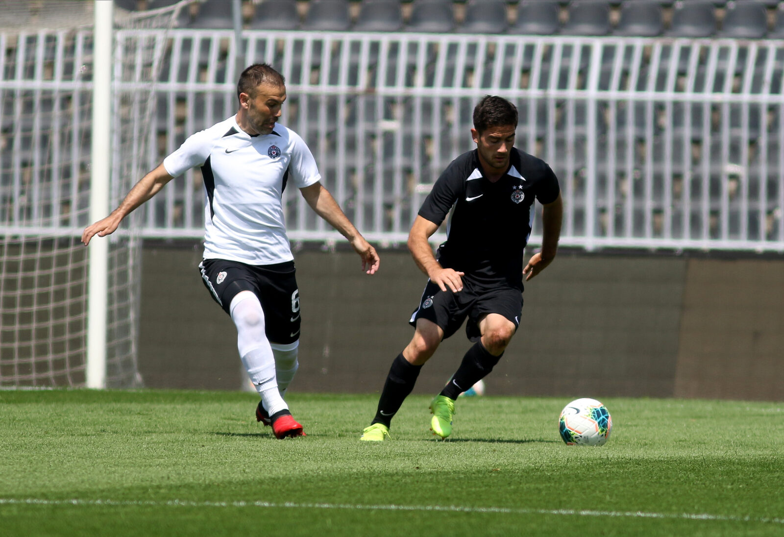 Training match of Partizan football players played at the FC Partizan stadium - Partizan A vs Partizan B. Trening utakmica fudbalera Partizana odigrana na stadionu FK Partizan - Partizan A vs Partizan B