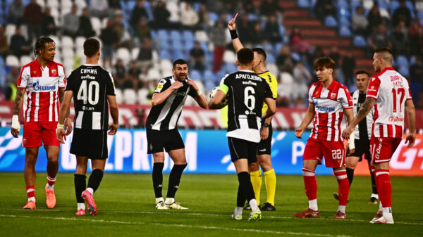 The match of the 33rd round of the Mozzart Super League of Serbia, the 179th eternal derby between FK Crvena zvezda and FK Partizan was played at the Rajko Mitic stadium. Utakmica 33. kola Mozzart Super lige Srbije, 179. veciti derbi izmedju FK Crvena zvezda i FK Partizan odigrana je na stadion Rajko Mitic.
