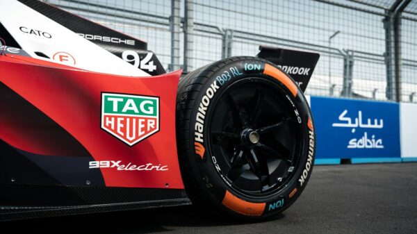 a close up of a racing car on a race track
