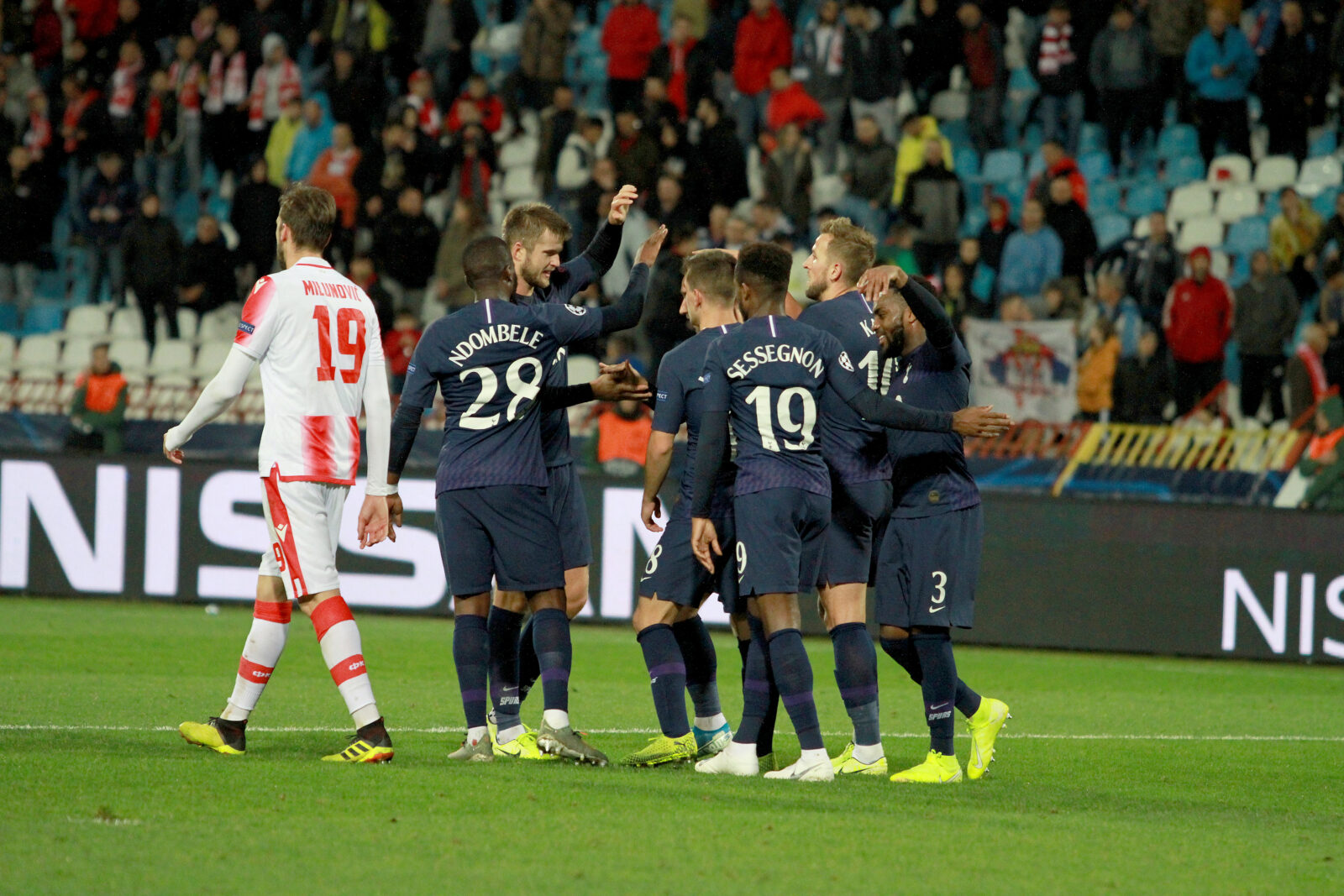 UEFA Champions League match of Group B between FC Red star and Tottenham Hotspur FC. UEFA Liga Sampiona, Grupa B utakmica izmedju FK Crvena zvezda i FK Totenhem
