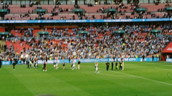Crowd watching a sports game in a stadium