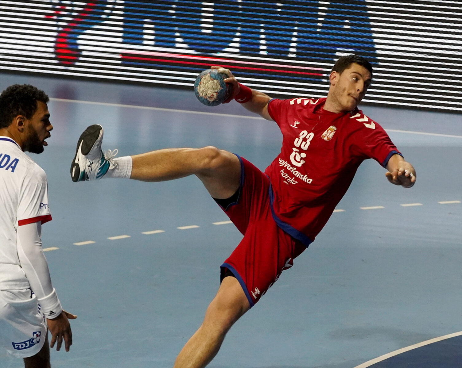 The first qualifying match for the Men s EHF EURO 2022 between Serbia and France. Prva utakmica kvalifikacija za EHF Evropsko prvenstvo 2022 . izmedju Srbije i Francuske
