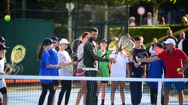 Grand opening of the multifunctional sports field from the global program Etendart Lacoste and the Novak Djokovic Foundation in Block 23 in the municipality of Novi Beograd. Svecano otvaranje multifunkcionalnog sportskog terena iz globalnog programa Etendart Lacoste i Fondacije Novak Djokovic u Bloku 23 u opstini Novi Beograd.