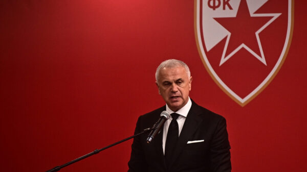 The commemoration of the death of the former general secretary of FK Crvena Zvezda and prominent sports worker Vladimir Cvetkovic was held in the Media Center of the "Rajko Mitic" stadium. Komemoracija povodom smrti nekadasnjeg generalnog sekretara FK Crvene zvezde i istaknutog sportskog radnika Vladimira Cvetkovica odrzana je u u Medija centru stadiona "Rajko Mitic".