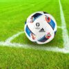 football, ball, sport, grass, field, nature, soccer field, football field, soccer, soccer ball, ball sport, ball game, play, playing field, corner, eckpunkt, adidas