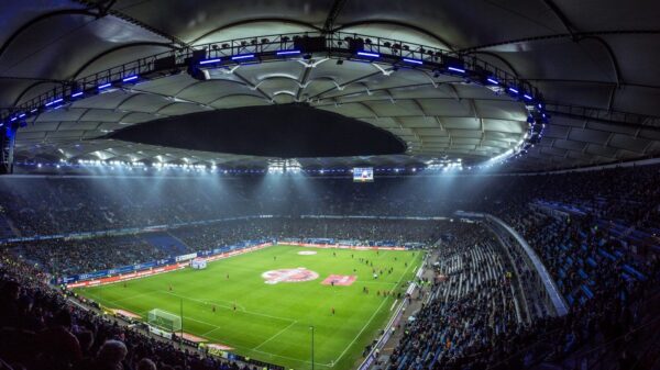 high angel photography of football stadium
