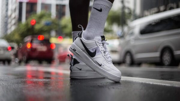 nike, air force, manilla, street shoot, shoes, nature, wet street, fashion, clothing, sneakers, puddle, sports, rain, wet, street, footwear, water, gray water, gray rain, gray fashion, gray clothes, gray street, gray sports, gray shoes